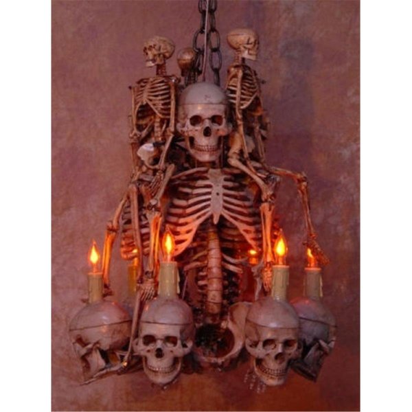 Perfectpretend Chandelier Skeleton  3 Med &amp; Small Skeletons Holding Six Skulls PE1413075